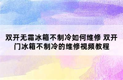 双开无霜冰箱不制冷如何维修 双开门冰箱不制冷的维修视频教程